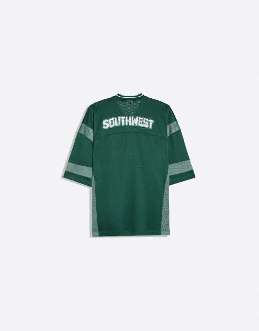 Bershka kortærmet mesh T-shirt i grøn, 2 af 4