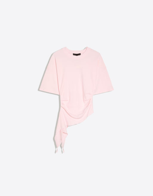 Bershka kortærmet T-shirt med rynkedetaljer i pink, 5 af 5