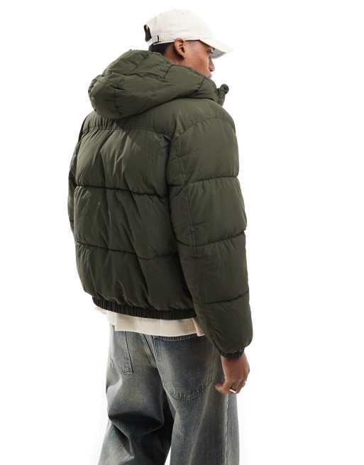 Bershka – Kurtka ocieplana z kapturem w kolorze khaki , 4 z 4
