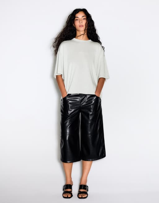 Bershka Kurzarm-Oversize-T-Shirt in Hellgrau, 2 von 6