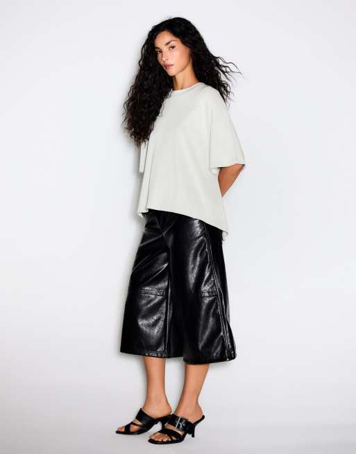 Bershka Kurzarm-Oversize-T-Shirt in Hellgrau, 5 von 6