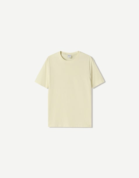 Bershka – Kurzärmliges Basic-T-Shirt in Gelb - view 1