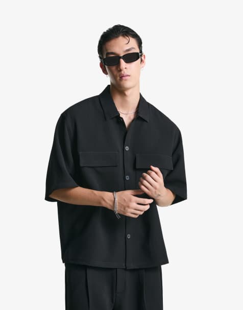 Bershka – Kurzärmliges elegantes Hemd in Schwarz - view 1