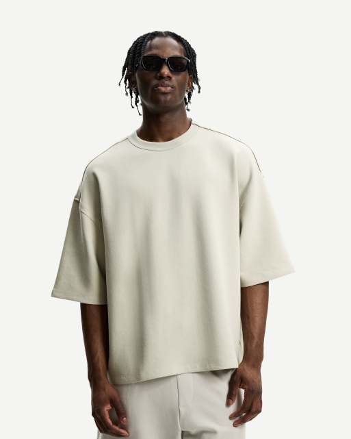 Bershka – Kurzärmliges Oversize-T-Shirt in Beige  