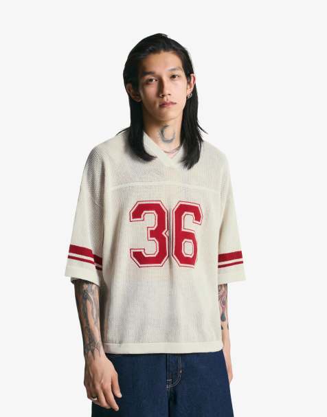 Bershka – Kurzärmliges Sport-T-Shirt in Weiß aus Netzstoff - view 1