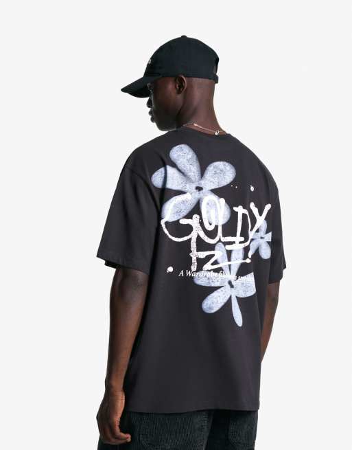 Bershka – Kurzärmliges T-Shirt in Grau mit Print