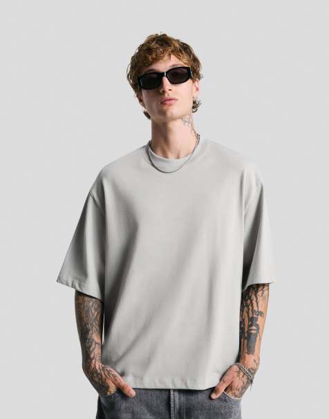 Bershka – Kurzärmliges T-Shirt in Grau - view 1