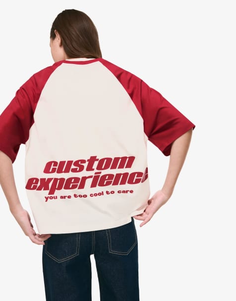 Bershka – Kurzärmliges T-Shirt in Rot mit Print - view 1
