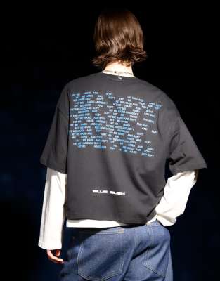 Bershka - Kurzärmliges T-Shirt in Schwarz mit Billie-Eilish-Print