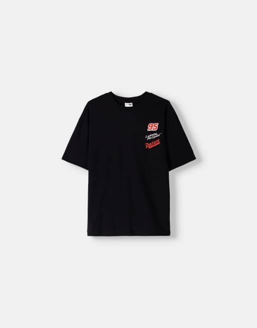 Bershka – Kurzärmliges T-Shirt in Schwarz mit „Cars“-Prints, 4 von 4