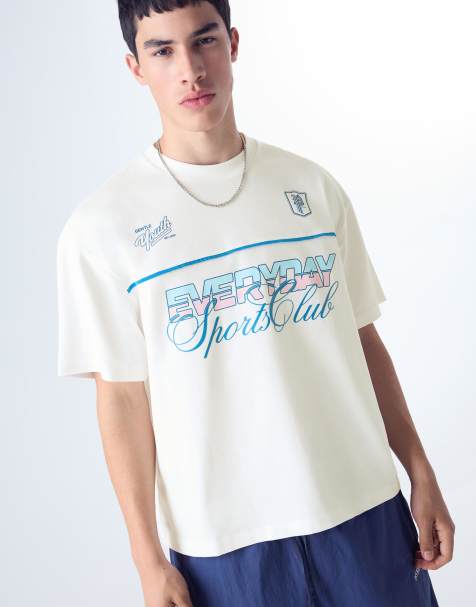 Bershka – Kurzärmliges T-Shirt in Weiß mit Print - view 1