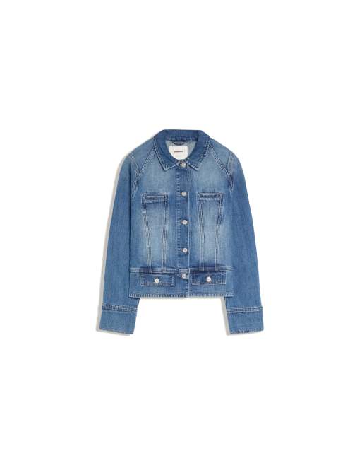 Bershka kurze Jeansjacke in Mittelblau, 2 von 2
