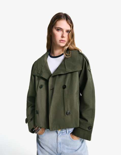 Bershka – Kurze Trenchjacke in Khaki - view 1