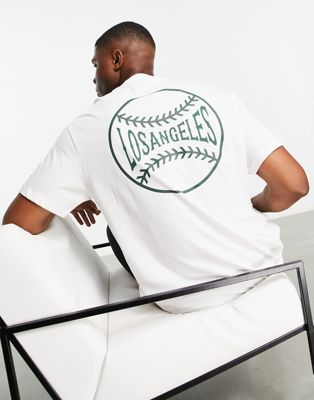 Bershka LA baseball print t-shirt in white - ASOS Price Checker