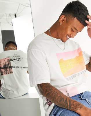 Bershka LA photo print t-shirt in white