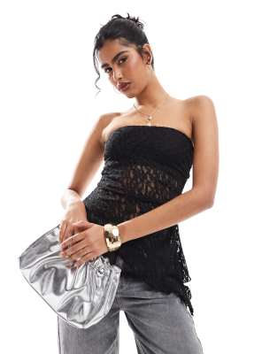 lace bandeau top in black