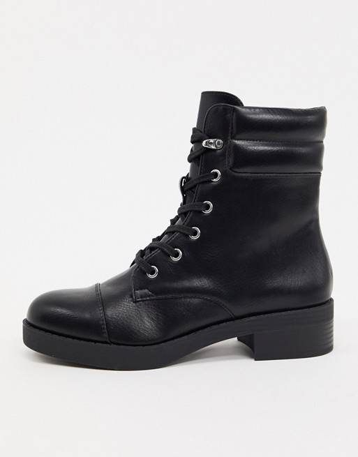 Bershka lace front high ankle boots in black | ASOS