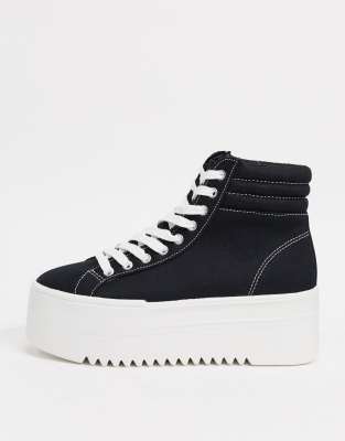 black platform canvas shoes