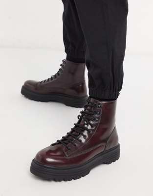 burgundy boots lace up