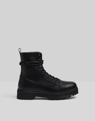 Bershka Lace Up Boots In Black Asos