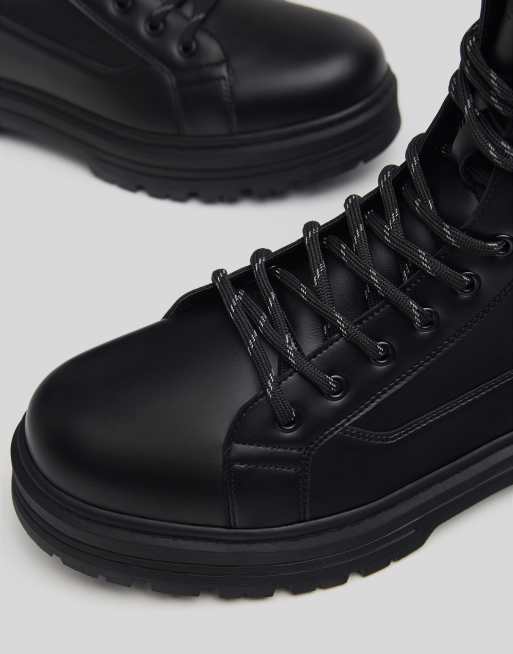 Bershka Lace Up Boots In Black Asos