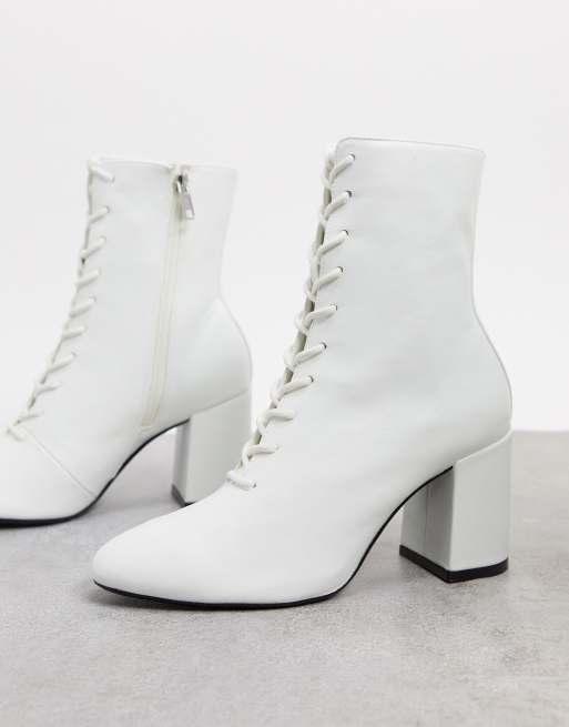 All white store lace up boots