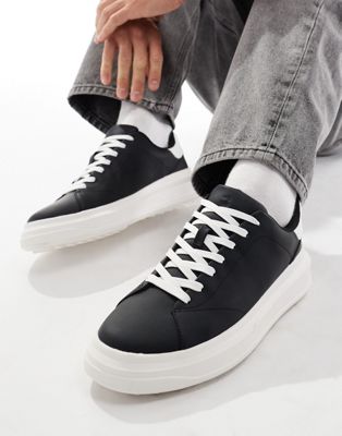 Bershka Lace-up Sneakers In Black And White