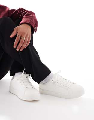 lace up sneakers in white