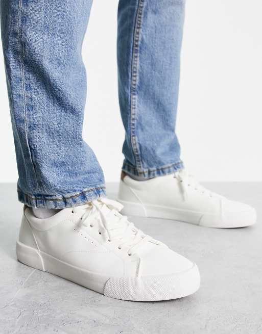 Lace up best sale white trainers