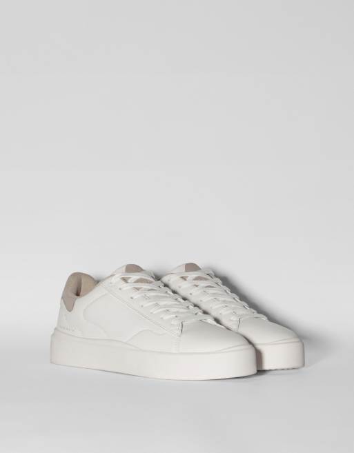 Bershka lace up trainers with chunky sole in ecru | ASOS