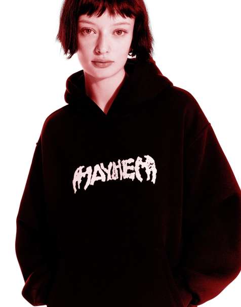 Bershka Lady gaga print hoodie in black