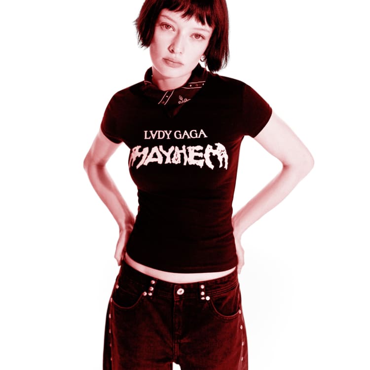 Bershka Lady gaga print short sleeve t-shirt in black ASOS