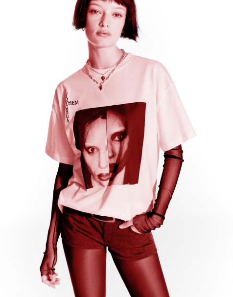 Bershka Lady gaga print short sleeve t-shirt in white - view 1
