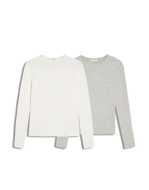 Bershka långärmad - 2-pack t-shirts i beige, 3 av 3
