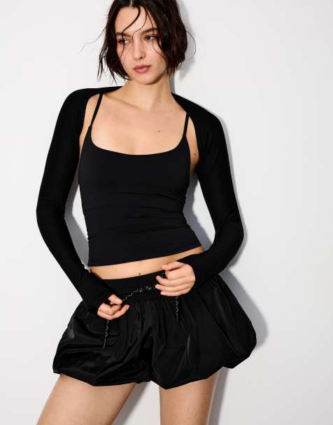 Bershka langärmlige Bolero-Strickjacke in Schwarz - view 1