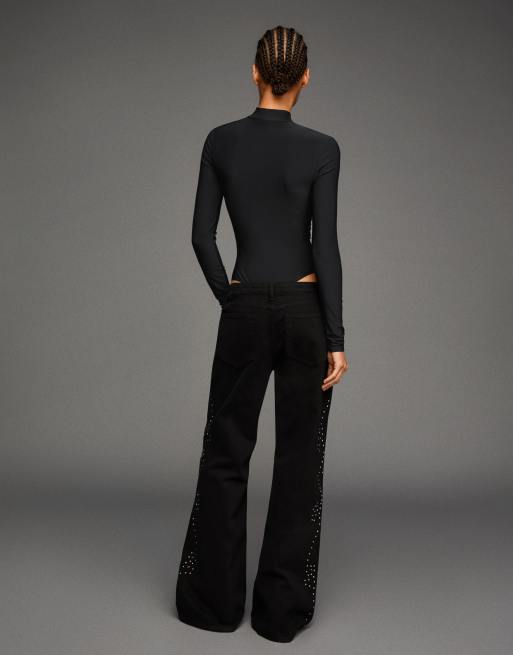 Bershka – Langärmliger Body in Schwarz mit Stehkragen, 4 von 4