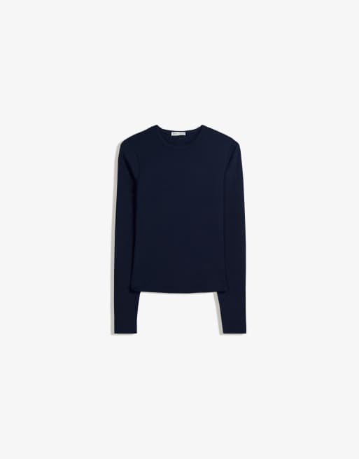 Bershka - Top à manches longues - Bleu marine