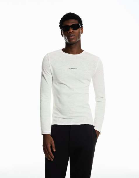 Bershka – Langärmliges Shirt in Weiß mit Print - view 1