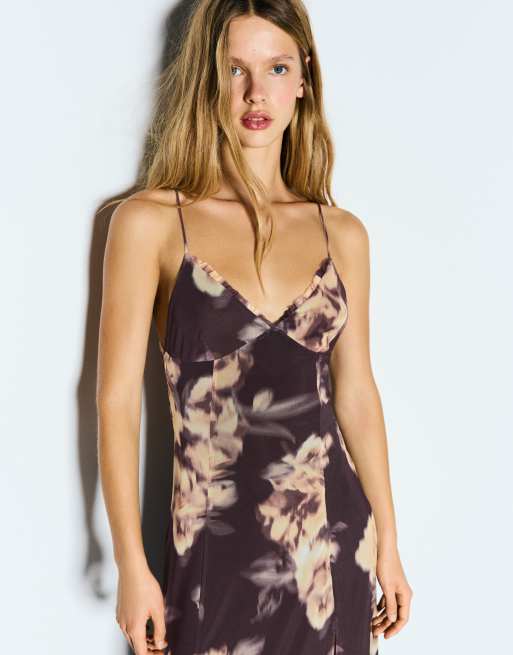 Bershka lange tule jurk met bandjes in zwart, 4 van 5