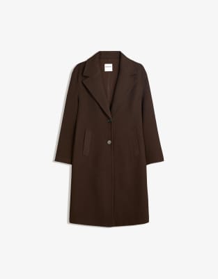 Bershka - Langer, weicher Mantel in Braun-Brown