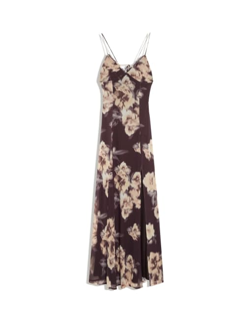 Bershka langes Tüllkleid mit Riemchen in Schwarz, 2 von 2