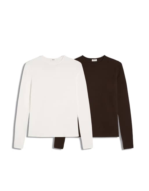 Bershka Langærmet - pakke med 2 T-shirts i grå, 3 af 3