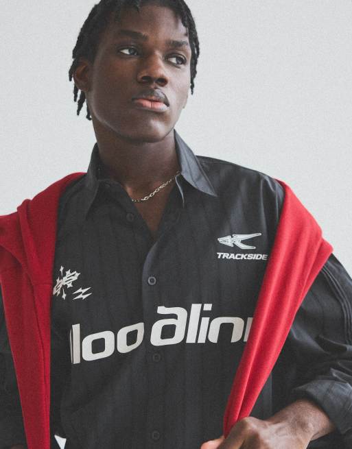 Bershka langærmet skjorte med print i sort, 5 af 7