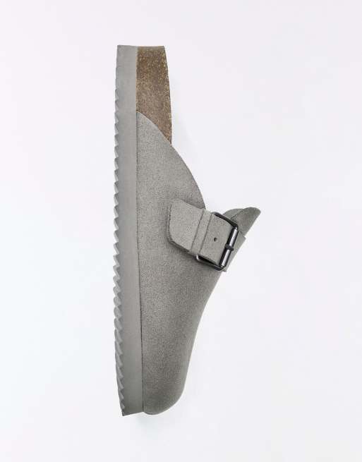 Bershka lässige Clogs mit Schnalle in Grau, 5 von 7