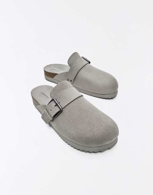 Bershka lässige Clogs mit Schnalle in Grau, 6 von 7