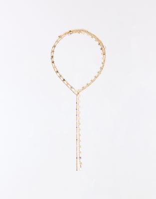 Bershka - Lasso-Halskette in Goldoptik mit Sternen-Goldfarben