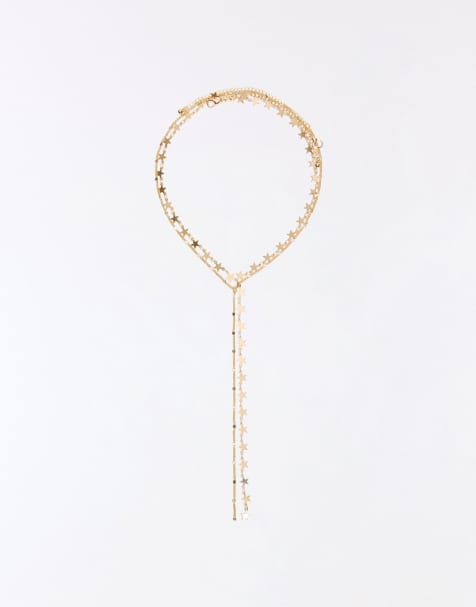Bershka – Lasso-Halskette in Goldoptik mit Sternen - view 1