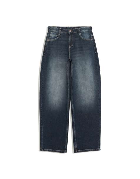 Bershka lavtaljede barrel-jeans i navy - view 1