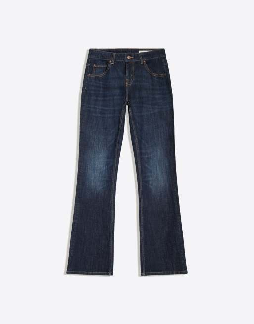 Bershka lavtaljede slim fit bootcut-jeans i denimblå, 5 af 5