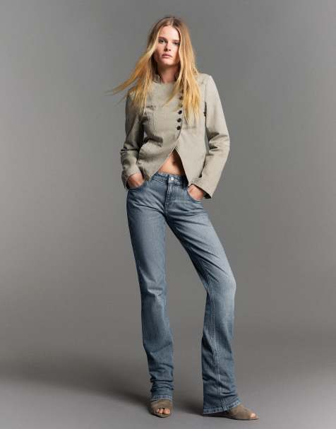 Bershka lavtaljede slim fit-jeans i blå - view 1